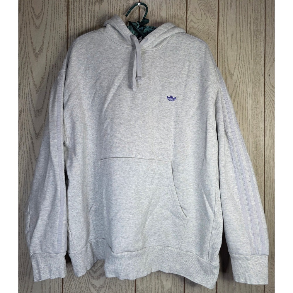 Adidas Originals Mens Heather Gray 3-Stripe Trefoil Hoodie FM1384 2XL
